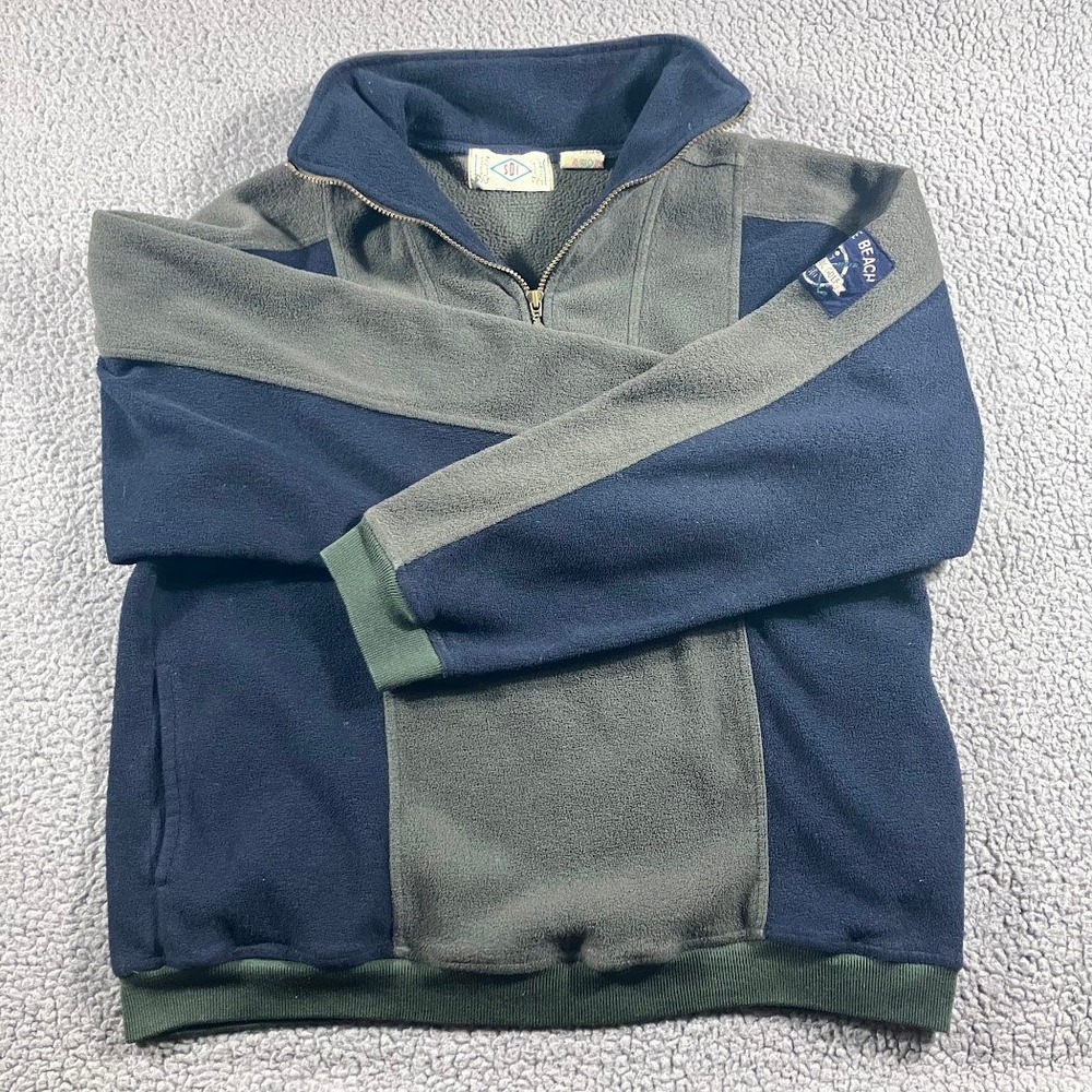 Vintage SDI Colorblock Fleece Quarter Zip Sweater Mens Medium Myrtle Beach Golf